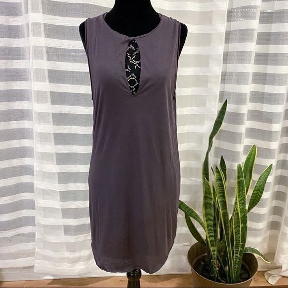 3.1 Phillip Lim Rhinestone Luxury Jersey Keyhole Dress Dusty Purple Small - Picture 2 of 4